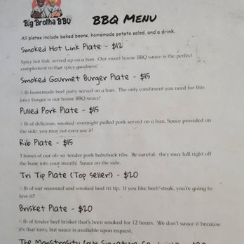 Big Brotha BBQ - the menu for the big brotha bbq - Food Trucks Near Me