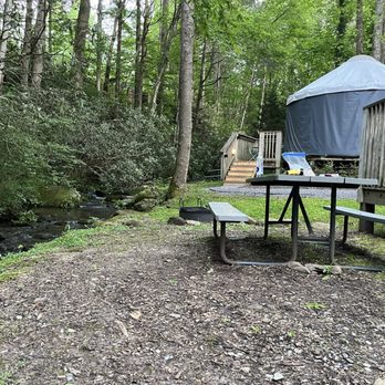 Roamstead Smoky Mountains - View to the right of yurt #62 - Campgrounds Near Me - Cosby, Tennessee