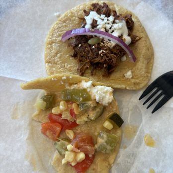 Guisados Venice - Mole poblana & half eaten calabacitas - Tacos Near Me - Los Angeles, California