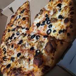 Hand tossed sausage and black olive