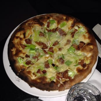 Le Paddock - Brick oven pizza - gruyere, leeks and bacon - French Near Me - Brooklyn, New York