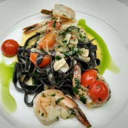 Miąższ - Tagliatelle z krewetkami