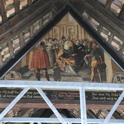 Spreuerbrücke - Artwork along the Spreuerbrücke (half the bridge is under construction)