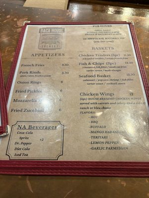 Menu photo 3 Baca House Brewery Socorro, NM
