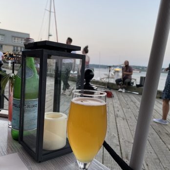 The Bicycle Thief - Delicious local beer with the view from our patio table. - Italian Near Me - Halifax, Nova Scotia