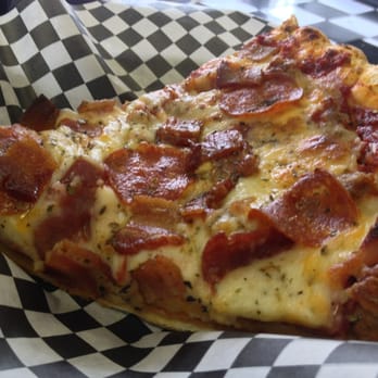 Frato's Culinary Kitchen - Bacon and pepperoni slice, super thick crust, delicious- and a huge slice! - Burgers Near Me - Schaumburg, Illinois Frato's Culinary Kitchen - Bacon and pepperoni slice, super thick crust, delicious- and a huge slice! - Burgers Near Me - Schaumburg, Illinois