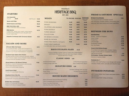 Menu photo 2 Pizzitola's Heritage BBQ Houston, TX Menu photo 2 Pizzitola's Heritage BBQ Houston, TX