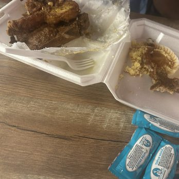 Carbrys BBQ & Soul Food - 2 deep fried porkchop, eggs, toast your choice of potatoes, grits or fried apples $15.99 - Soul Food Near Me - North Randall, Ohio