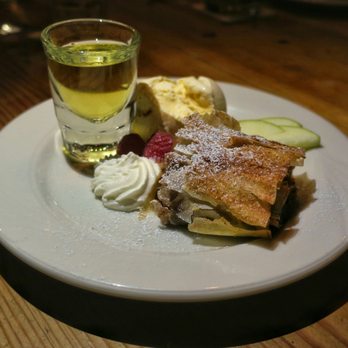 Speisekammer - Shot of Apple schnapps and Apple strudel - German Near Me - Alameda, California