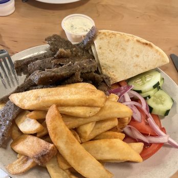 Greektown Taverna - Greasy thick gyro meat. Tasteless fries and vegetables. - Greek Near Me - Naples, Florida
