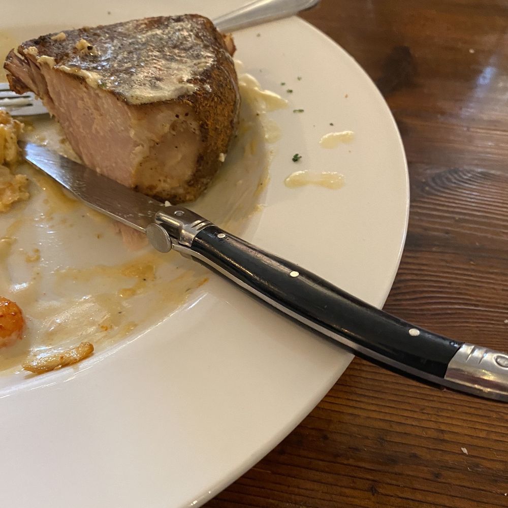 Cafe Sydnie Mae - Almost finished the pork chop before the pic - Cajun/Creole Near Me - Breaux Bridge, Louisiana
