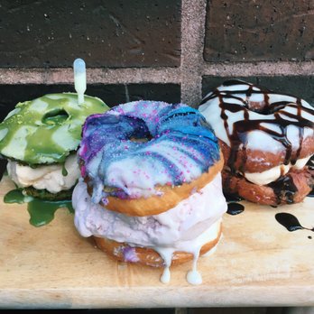 Double Chin Modern Asian Restaurant - Galaxy donuts collaboration: matcha, galaxy, and red velvet - Asian Fusion Near Me - Boston, Massachusetts