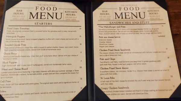 Menu photo 6 The Metropole Saloon and Restaurant Shamrock, TX Menu photo 6 The Metropole Saloon and Restaurant Shamrock, TX