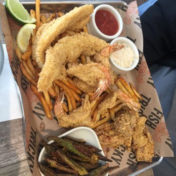 Tricky Fish - Fried Platters - Shrimp, Catfish, Oysters - sub slaw for okra - Seafood Near Me - Fort Worth, Texas Tricky Fish - Fried Platters - Shrimp, Catfish, Oysters - sub slaw for okra - Seafood Near Me - Fort Worth, Texas