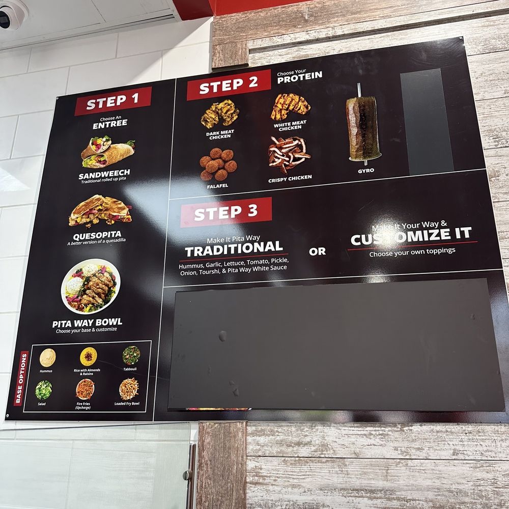 Pita Way - Livonia Mediterranean - a menu on the wall - Mediterranean Near Me - Livonia, Michigan Pita Way - Livonia Mediterranean - a menu on the wall - Mediterranean Near Me - Livonia, Michigan