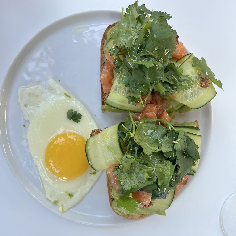 Rose Gose - Salmon avocado toast - Cocktail Bars Near Me - Austin, Texas Rose Gose - Salmon avocado toast - Cocktail Bars Near Me - Austin, Texas
