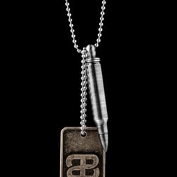 Bullets2Bandages - Once Fired, Hand Made, Brushed Silver Bullet Necklace, and Dog Tag