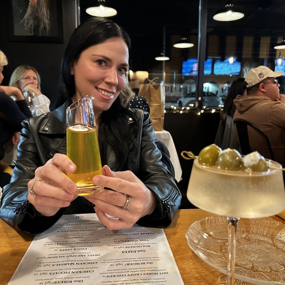 Makmak Eatery - Dirty Martini with a sidecar of pepperoncini juice for an extra kick - Breakfast & Brunch Near Me - Cranston, Rhode Island Makmak Eatery - Dirty Martini with a sidecar of pepperoncini juice for an extra kick - Breakfast & Brunch Near Me - Cranston, Rhode Island