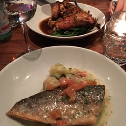Seabass and roasted chicken accompanied by chardonnay. Uh #stuffed