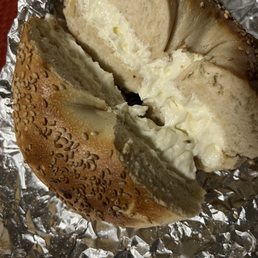 Toasted sesame seed Bagel with Cream Cheese Toasted sesame seed Bagel with Cream Cheese