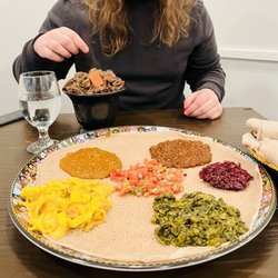 Ethiopis - Lamb Tibs & Medium VeggieSampler Platter