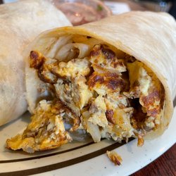 Once Upon a Bagel - Chorizo, egg, potato breakfast burrito