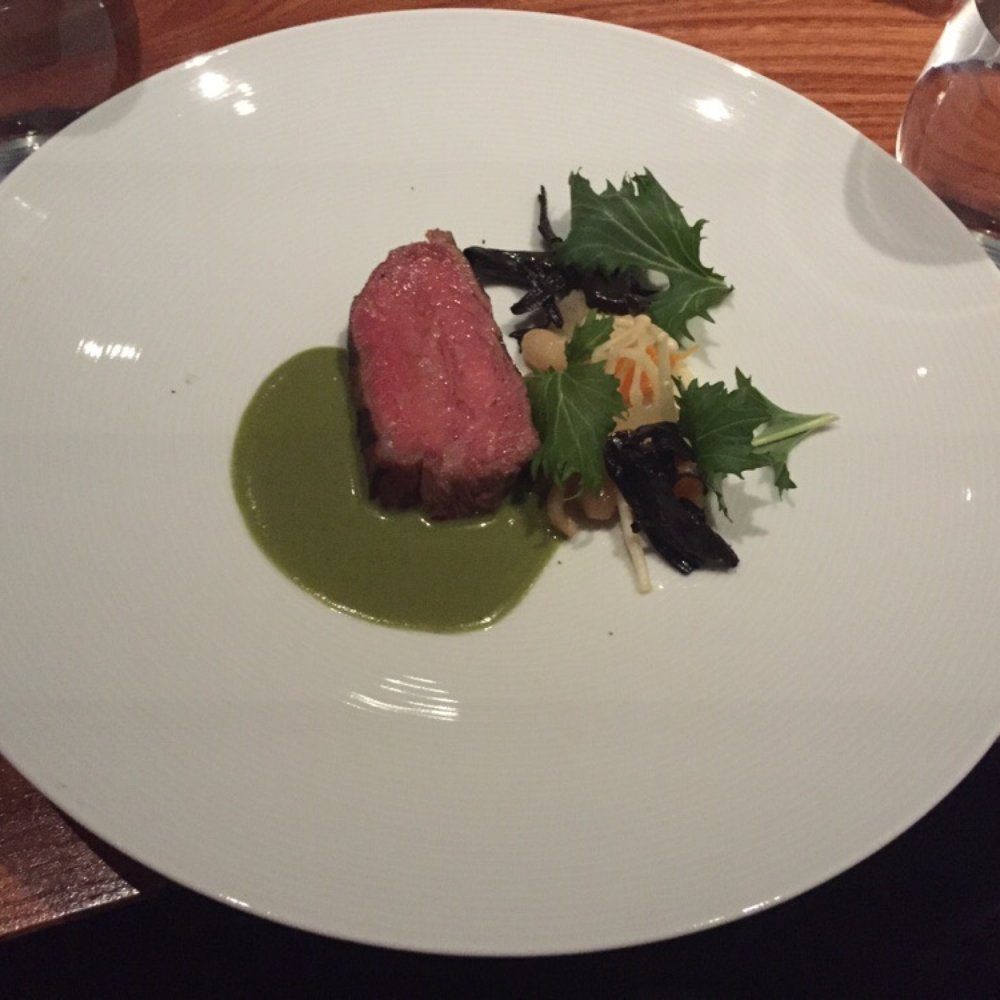 Lazy Bear - Wagyu ribeye with green peppercorn, lemongrass, citrus fish sauce marinade, and mandarins and mizuna - New American Near Me - San Francisco, California