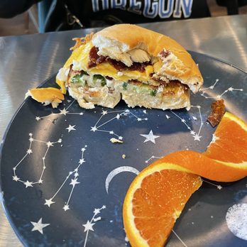 Compass Rose Cafe - Jalapeno Popper Bagel Sandwich @ Compass Rose Cafe. - Breakfast & Brunch Near Me - Brookings, Oregon