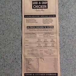 Good-N-Crisp Chicken - Back side of menu for Ingleside Good and Crisp chicken!!