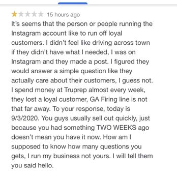 TruPrep - Owners response - Outdoor Gear Near Me - Marietta, Georgia
