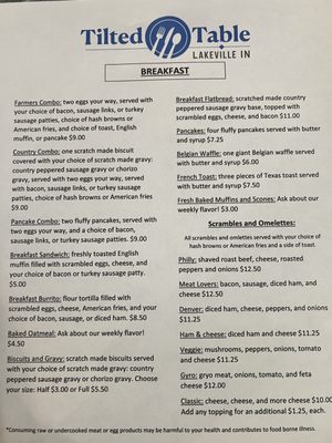 Menu photo 4 Tilted Table Lakeville, IN
