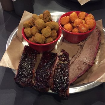 Lulu's BBQ - Love me those sweet potato tots and okra!! Meat is just okay - gotta add sauce to get real flavor. - Barbeque Near Me - Louisville, Colorado