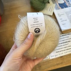 Vineyard Knitworks - There was a nice selection of knitting for olive merino and mohair. This was the silk mohair in the color wheat.