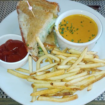The Terrace - Grilled Cheese Sandwich with tomato soup and fries - SO GOOD - New American Near Me - Pasadena, California The Terrace - Grilled Cheese Sandwich with tomato soup and fries - SO GOOD - New American Near Me - Pasadena, California