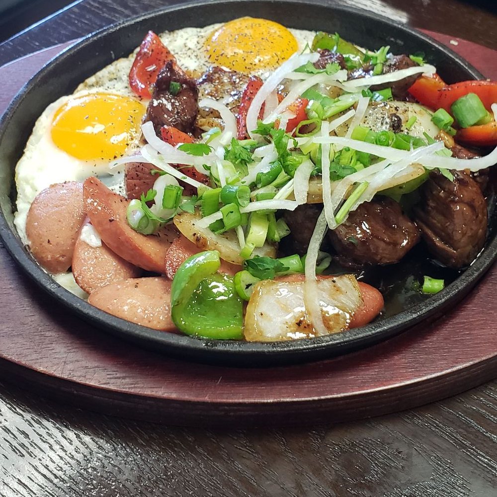Sizzling steak platter. Sizzling steak platter.