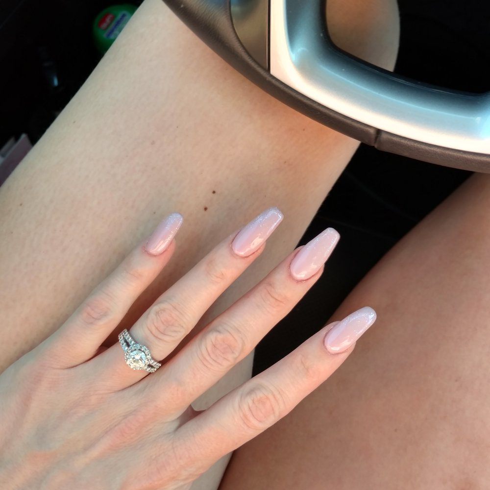 Pure Nails Spa - Long coffin shape acrylic with gel P7 & sparkle polish on tips - Nail Salons Near Me - Wildomar, California Pure Nails Spa - Long coffin shape acrylic with gel P7 & sparkle polish on tips - Nail Salons Near Me - Wildomar, California