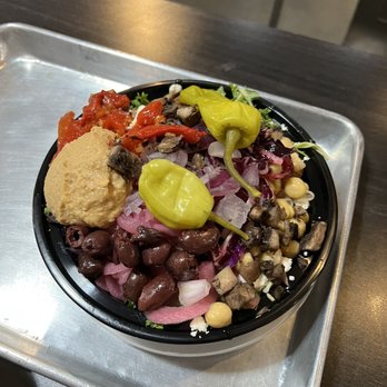 The Simple Greek - Build Your Own Bowl with all the veggies and spicy hummus - Greek Near Me - Columbus, Georgia The Simple Greek - Build Your Own Bowl with all the veggies and spicy hummus - Greek Near Me - Columbus, Georgia