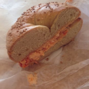 La Bagel Delight - Sesame bagel with sundries tomatoe cream cheese. Bleh - Bagels Near Me - Brooklyn, New York La Bagel Delight - Sesame bagel with sundries tomatoe cream cheese. Bleh - Bagels Near Me - Brooklyn, New York