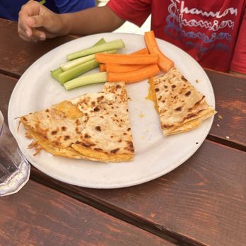 Back 40 Ranch House Grill - Kids meal cheese quesadilla notice the vegetables - Bars Near Me - Heber City, Utah