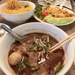 Boat noodle, khao soi, papaya salad