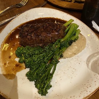 Fork - Sirloin Strip Steak, mashed potatoes, and brocollini. - New American Near Me - Boise, Idaho