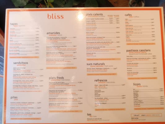 Menu photo 2 Bliss Barcelona, B