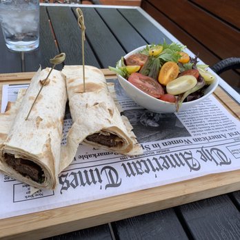 King’s Lounge La - Beef kebab wrap with salad. - Mediterranean Near Me - Glendale, California King’s Lounge La - Beef kebab wrap with salad. - Mediterranean Near Me - Glendale, California
