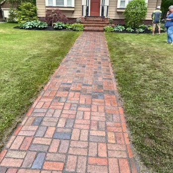 A&B Landscape Solutions - After we washed and sand filled the customers existing walkway. Notice the before and after look? - Landscape Architects or Designers Near Me - Rochester, New York