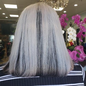 QT Salon - Platinum blonde with black under (reverse peekaboo) - Hair Salons Near Me - Westminster, California QT Salon - Platinum blonde with black under (reverse peekaboo) - Hair Salons Near Me - Westminster, California