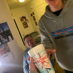 My family jumping for joy because of the yummy drink!
