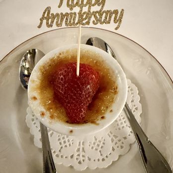 La Foret - Cute complimentary dessert - Creme Brûlée - French Near Me - San Jose, California