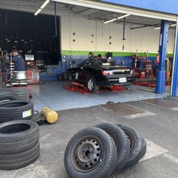 Catching a glimpse of the crew working on the tire swap Catching a glimpse of the crew working on the tire swap