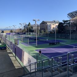 Tennis courts to the south of the building.