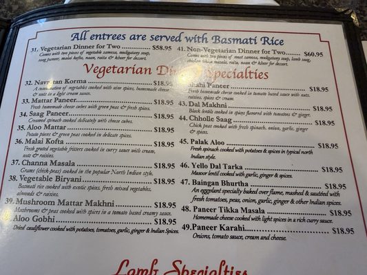 Menu photo 1 Taj Palace Kansas City, MO